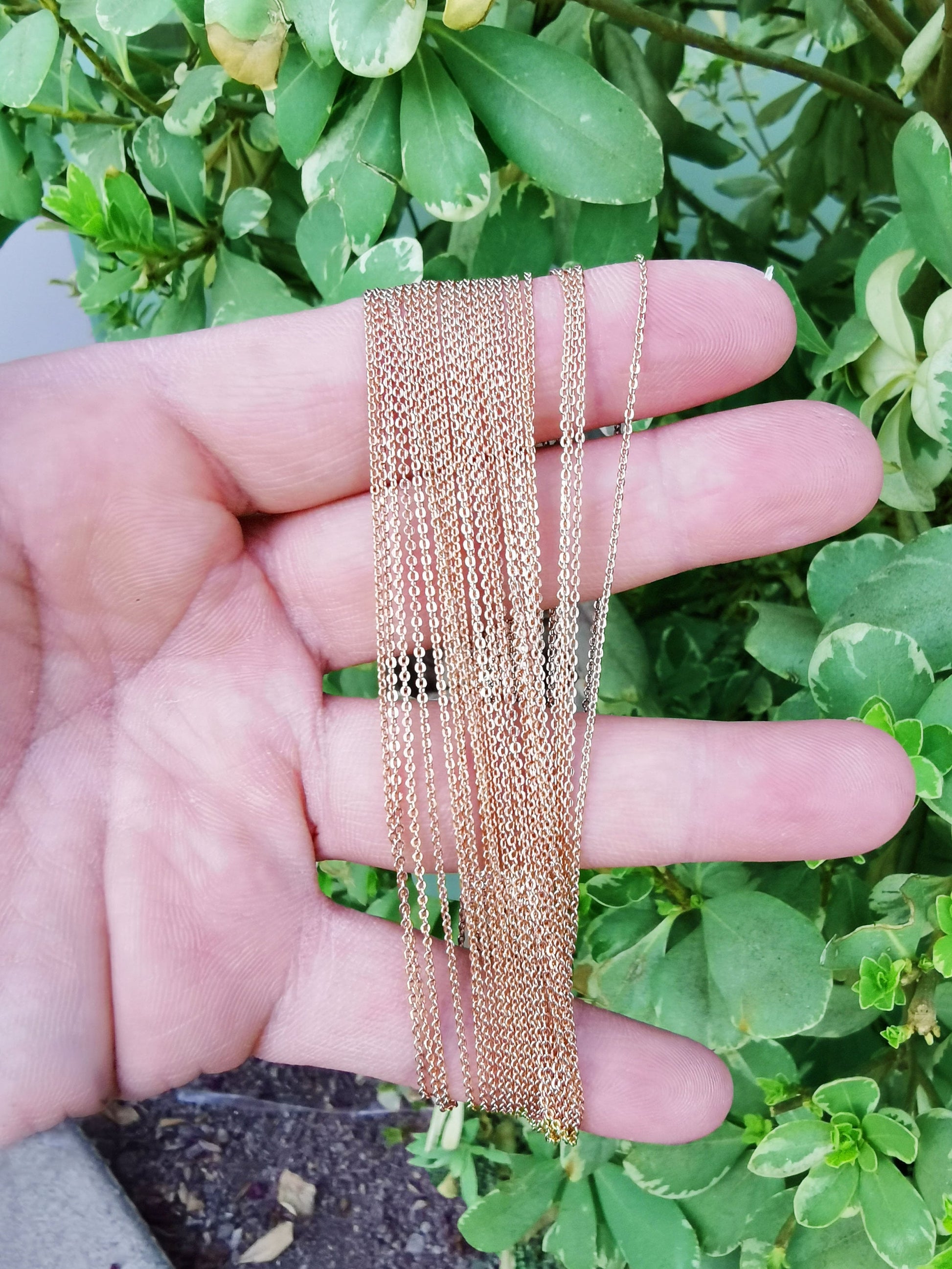 1pc Dainty 17.8''x0.3mm thickness ready to wear 18k Gold Rolo curb Necklace, Layering Round Chain For Jewelry Making Charm, 839