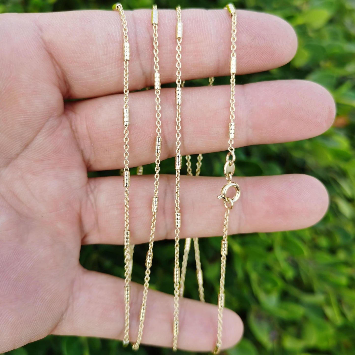1pc 18'' Ready to Use 14K Gold Filled Thin Rolo Necklace Chain,Layering Cylinder Chain Dainty Necklace for Pendant Charm Necklace Making,880