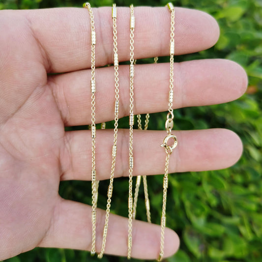 1pc 18'' Ready to Use 14K Gold Filled Thin Rolo Necklace Chain,Layering Cylinder Chain Dainty Necklace for Pendant Charm Necklace Making,880
