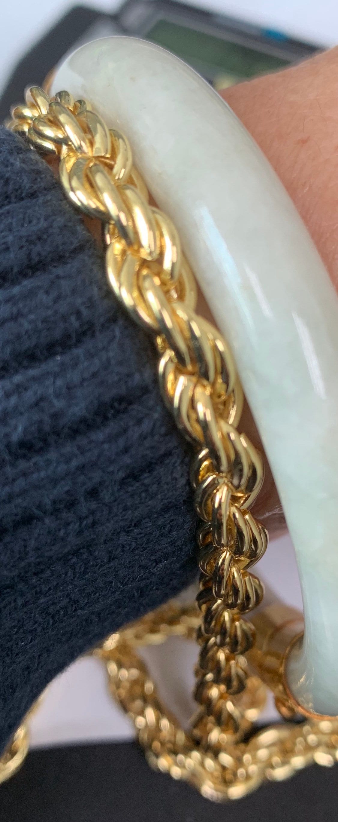 Bold Rope Open Chain 24K Gold by Yard, Double Oval Link Chain, Yellow Gold Thick Rope for DIY Craft, Roll- 453
