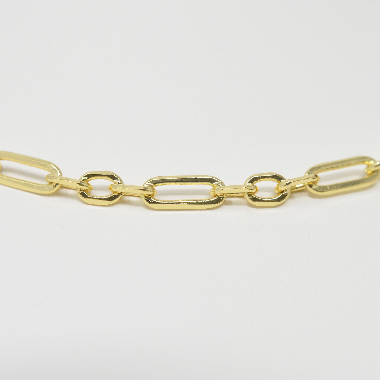 Gold Rolo Stadium Cable Paperclip Chain by Yard, Link Cable Rolo Elongate Chain Wholesale bulk Roll Chain for Jewelry Making, 435