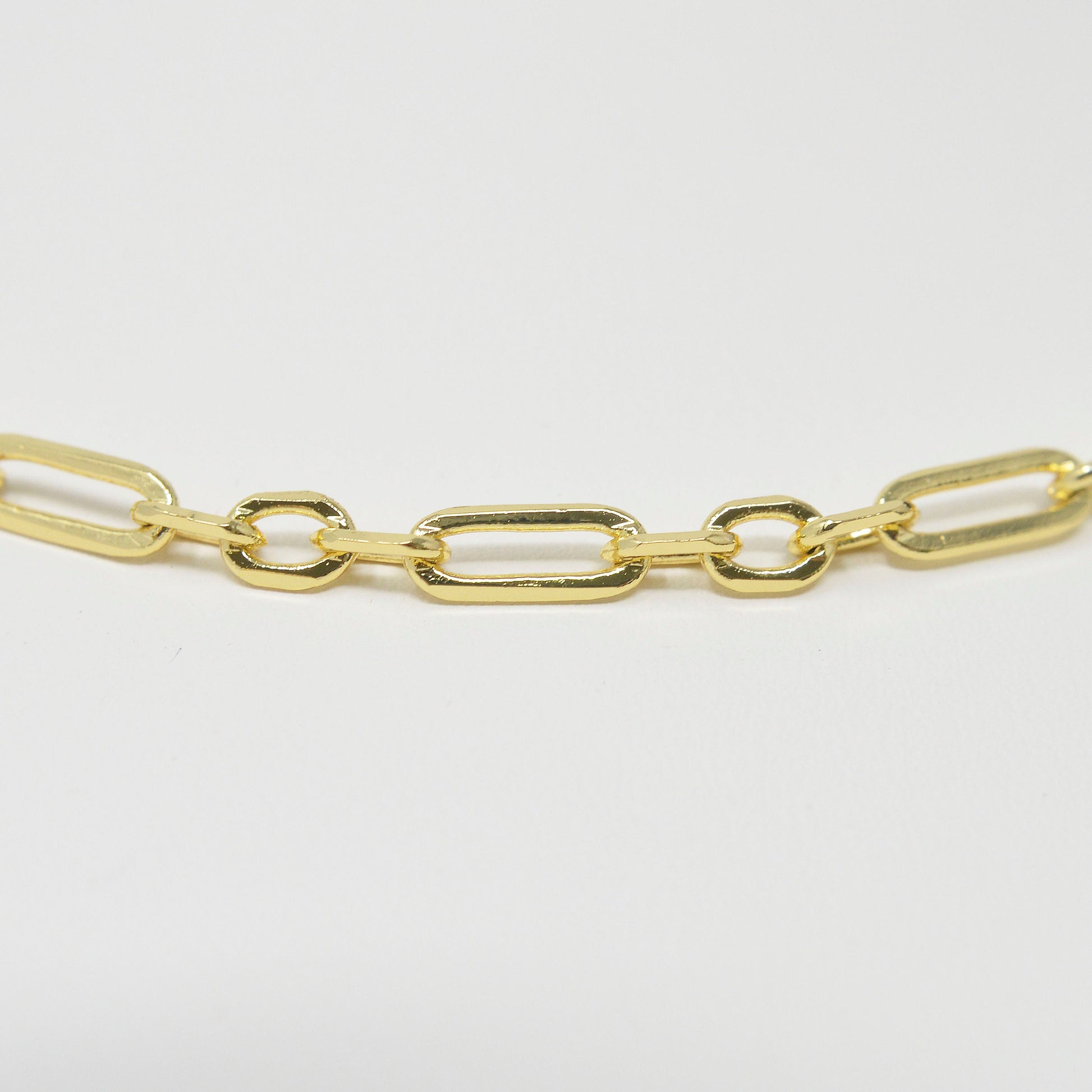 Gold Rolo Stadium Cable Paperclip Chain by Yard, Link Cable Rolo Elongate Chain Wholesale bulk Roll Chain for Jewelry Making, 435