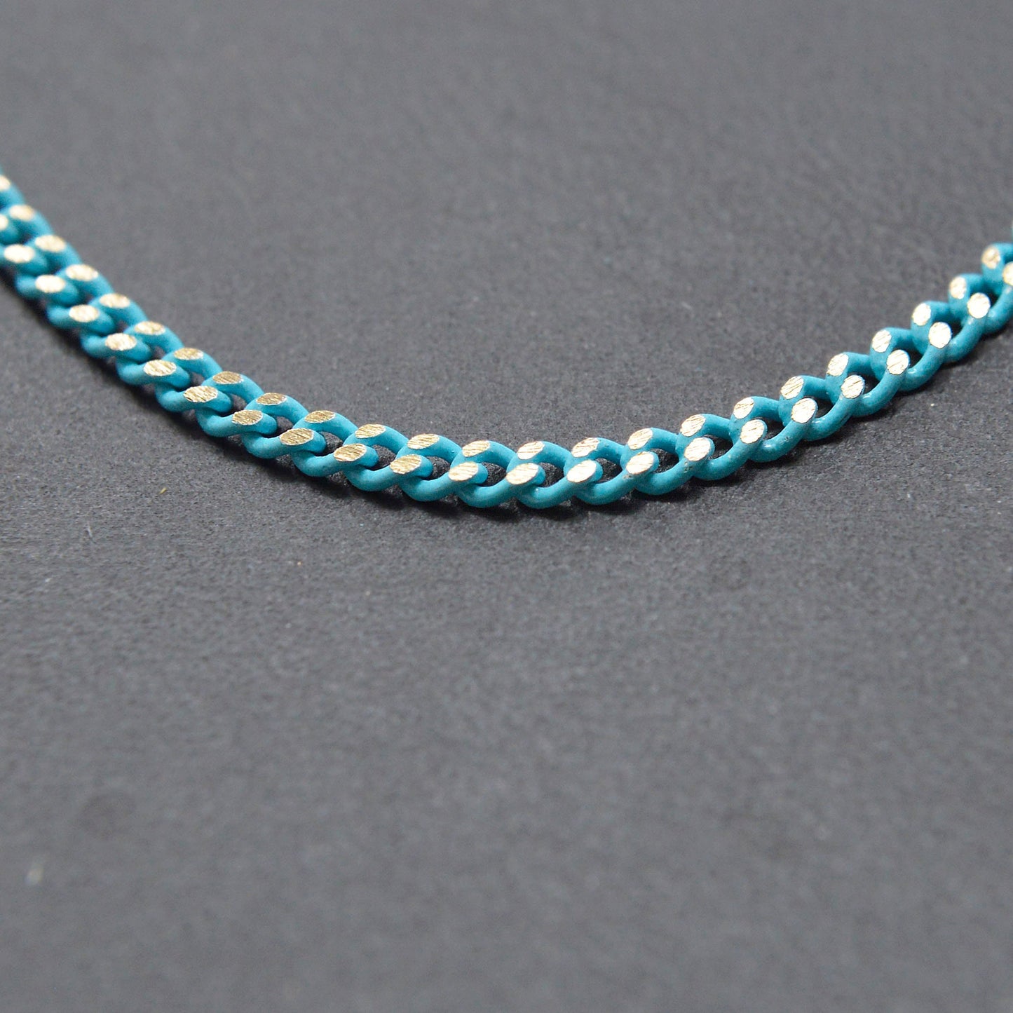 Teal Matte gleaming gold Cuban Curb Chain by Yard, Florida Link Chain,Wholesale bulk Roll Chain for Jewelry Making, Width 1.8mm,Roll- 442