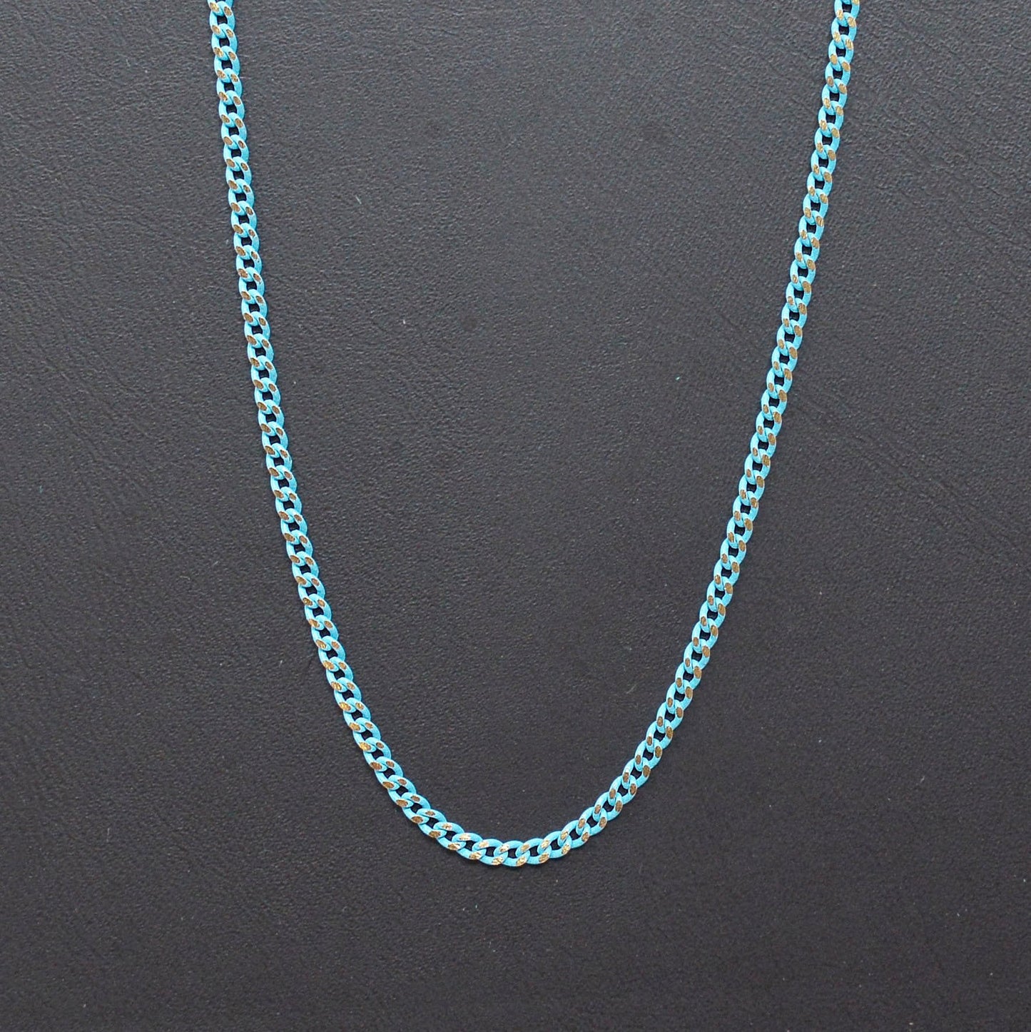 Teal Matte gleaming gold Cuban Curb Chain by Yard, Florida Link Chain,Wholesale bulk Roll Chain for Jewelry Making, Width 1.8mm,Roll- 442