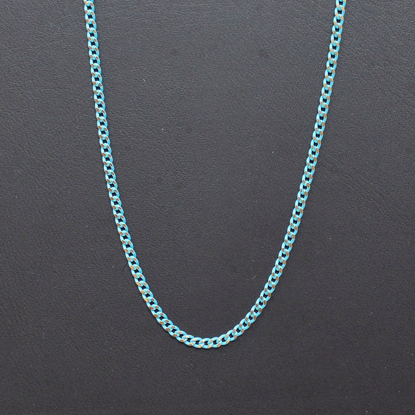 Teal Matte gleaming gold Cuban Curb Chain by Yard, Florida Link Chain,Wholesale bulk Roll Chain for Jewelry Making, Width 1.8mm,Roll- 442