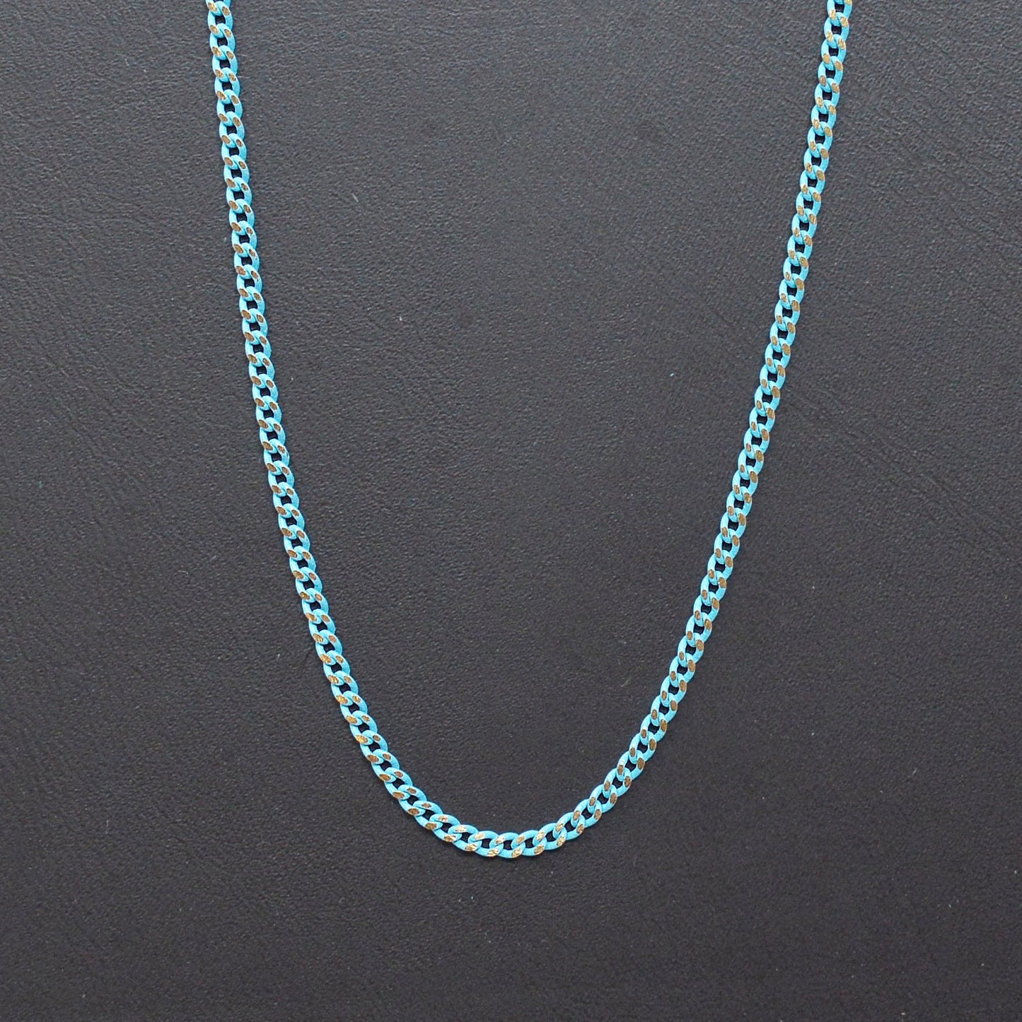 Teal Matte gleaming gold Cuban Curb Chain by Yard, Florida Link Chain,Wholesale bulk Roll Chain for Jewelry Making, Width 1.5mm,Roll- 443