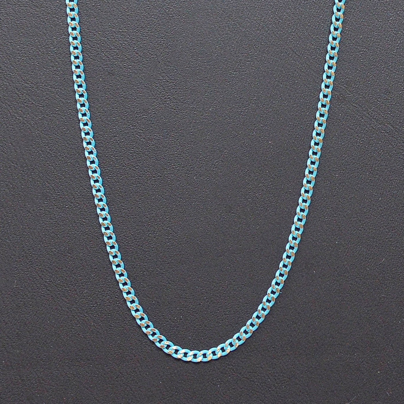 Teal Matte gleaming gold Cuban Curb Chain by Yard, Florida Link Chain,Wholesale bulk Roll Chain for Jewelry Making, Width 1.8mm,Roll- 442