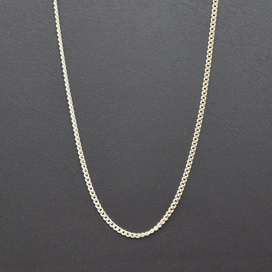 Broken White Matte gleaming gold Cuban Curb Chain by Yard, Miami Link Chain,Wholesale bulk Roll Chain for Jewelry Making, Width 1.5mm, - 446
