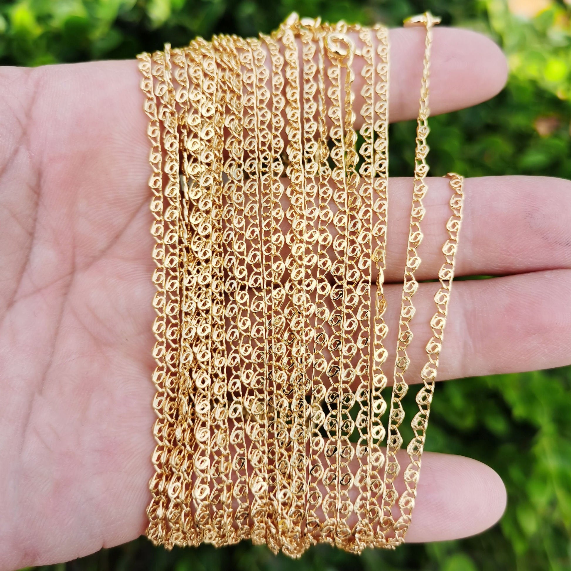 1pc 19.7' Ready to Use 24K Gold France Lace Necklace Chain, Layering Unique Chain Dainty For Pendant Charm Necklace Making, 853