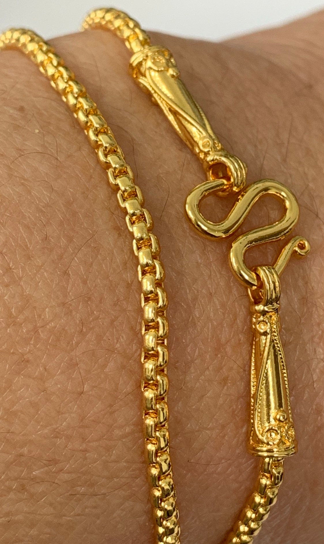 1pc 17'' Ready to Use2.2mm Gold Plated Rolo Box Necklace Chain, Layer Round Chain Bold Necklace, For Pendant Charm Necklace Making, 324