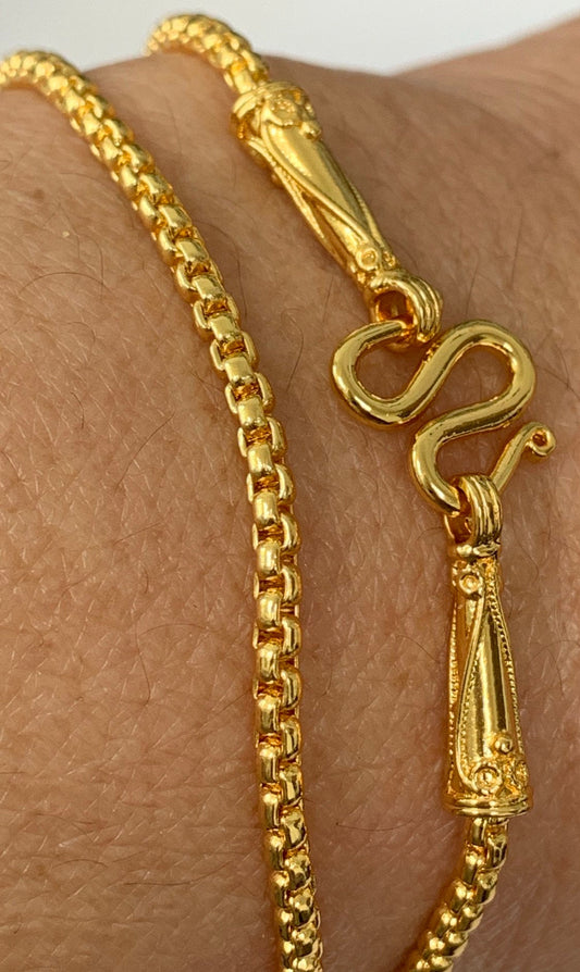 1pc 17'' Ready to Use2.2mm Gold Plated Rolo Box Necklace Chain, Layer Round Chain Bold Necklace, For Pendant Charm Necklace Making, 324