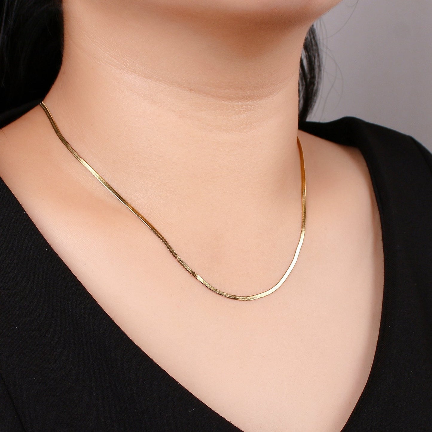 1pc 17.7" - 2mm Ready to Use Herringbone Necklace Chain,Layering Chain Dainty Necklace,For Pendant Charm Necklace Making, 24k- 915