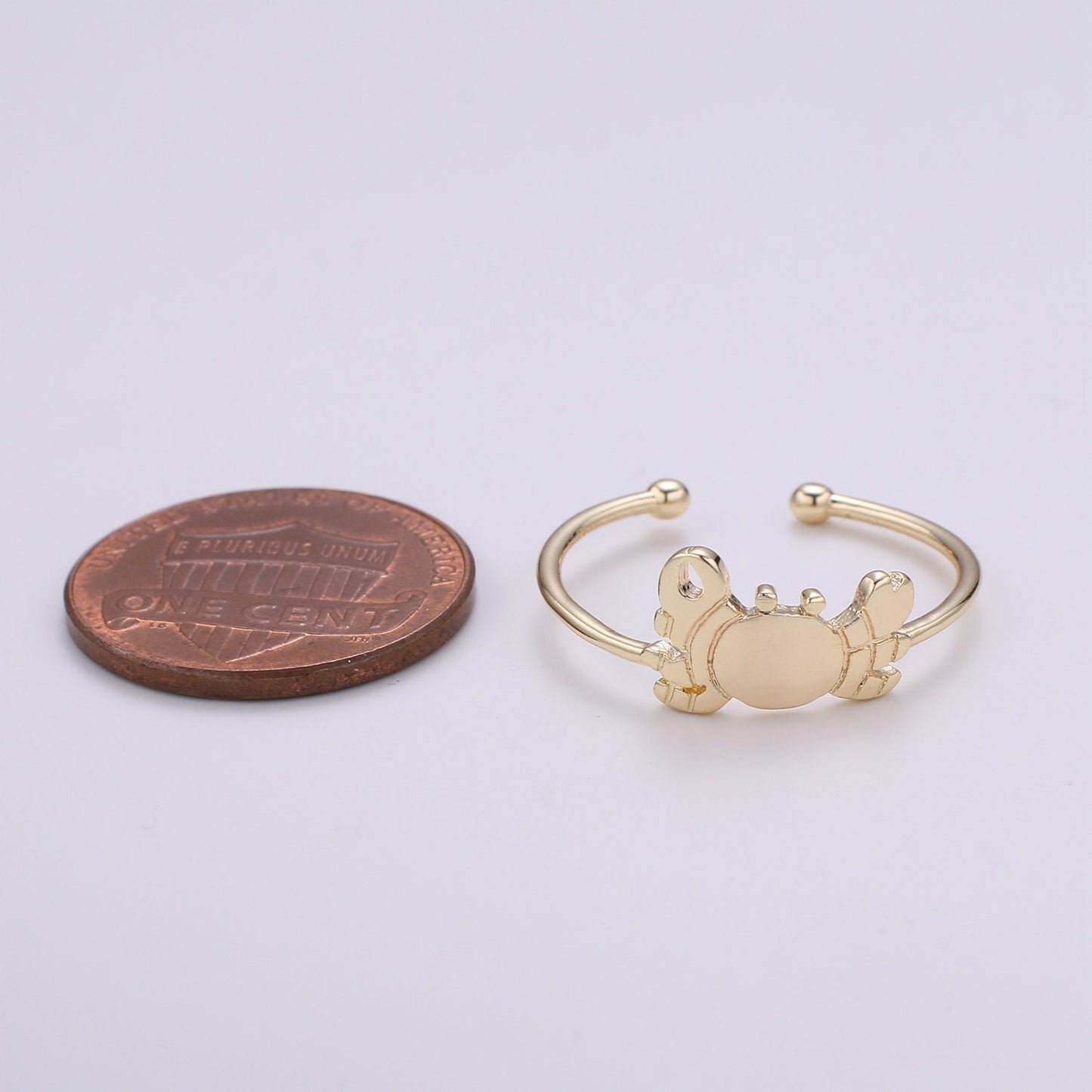 1pc King Crab 18k Gold Ring, Adjustable Gold Curb Ring, Simple Ocean Life Ring, The Animal Ring- 261