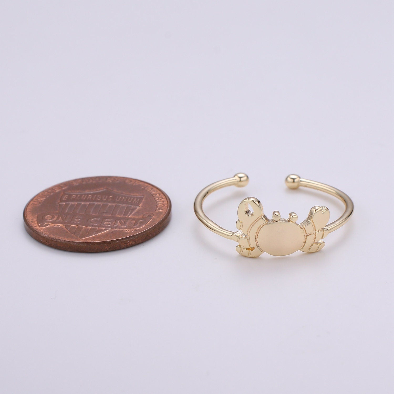 1pc King Crab 18k Gold Ring, Adjustable Gold Curb Ring, Simple Ocean Life Ring, The Animal Ring- 261