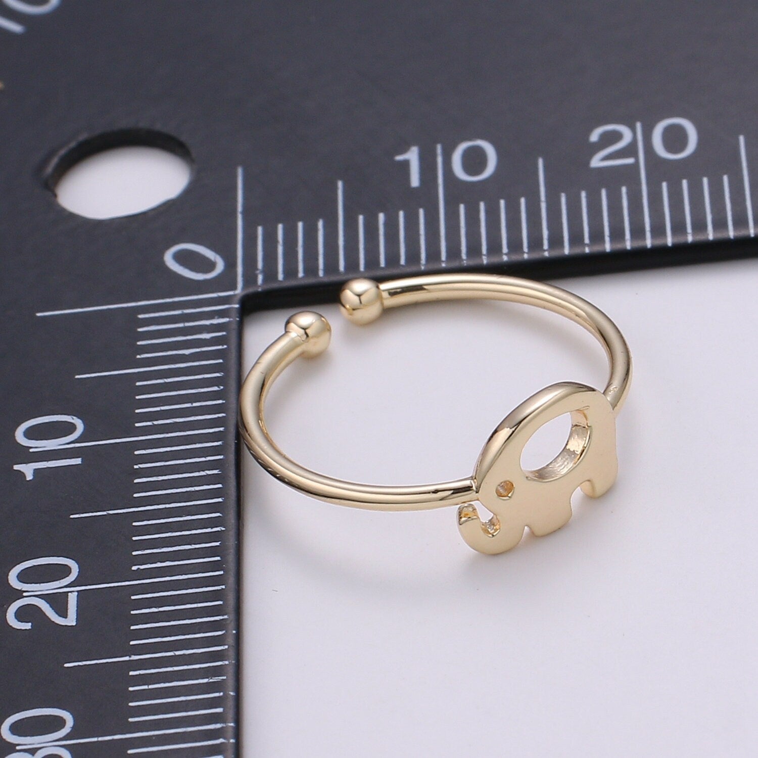 1pc Elephant 18k Gold Ring, Adjustable Gold Curb Ring, Simple Animal Ring, The Forest Ring- 266