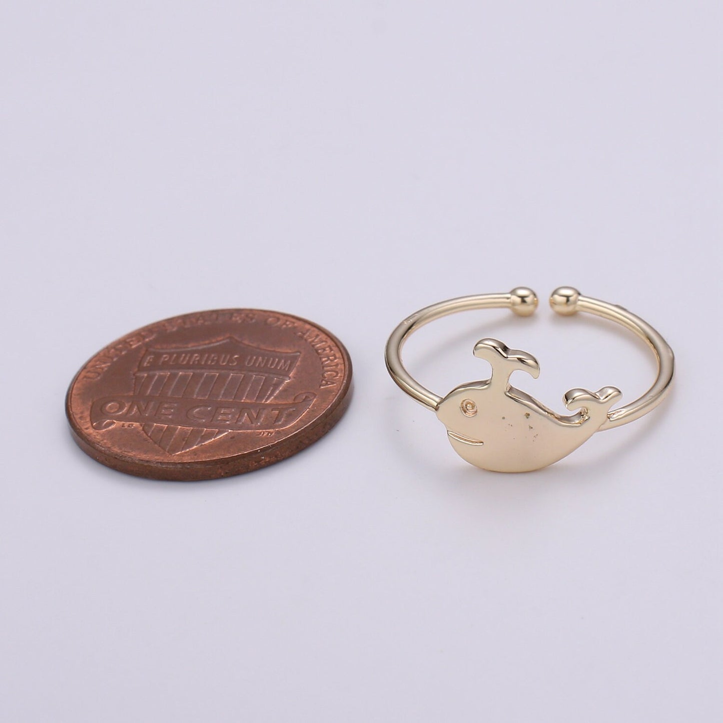 1pc Whale 18k Gold Ring, Adjustable Gold Curb Ring, Under the sea Ocean Life Ring, The Animal Ring- 267
