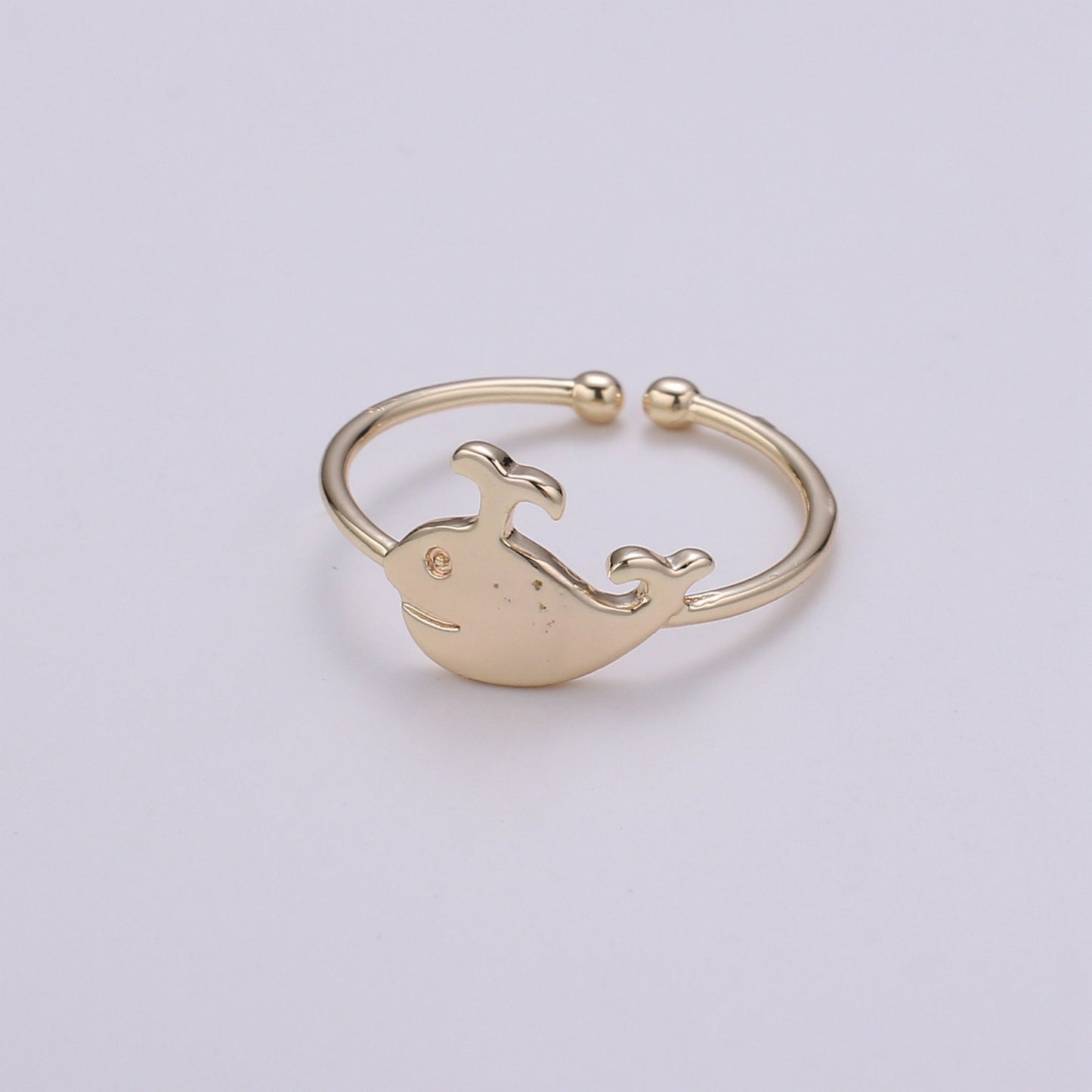 1pc Whale 18k Gold Ring, Adjustable Gold Curb Ring, Under the sea Ocean Life Ring, The Animal Ring- 267