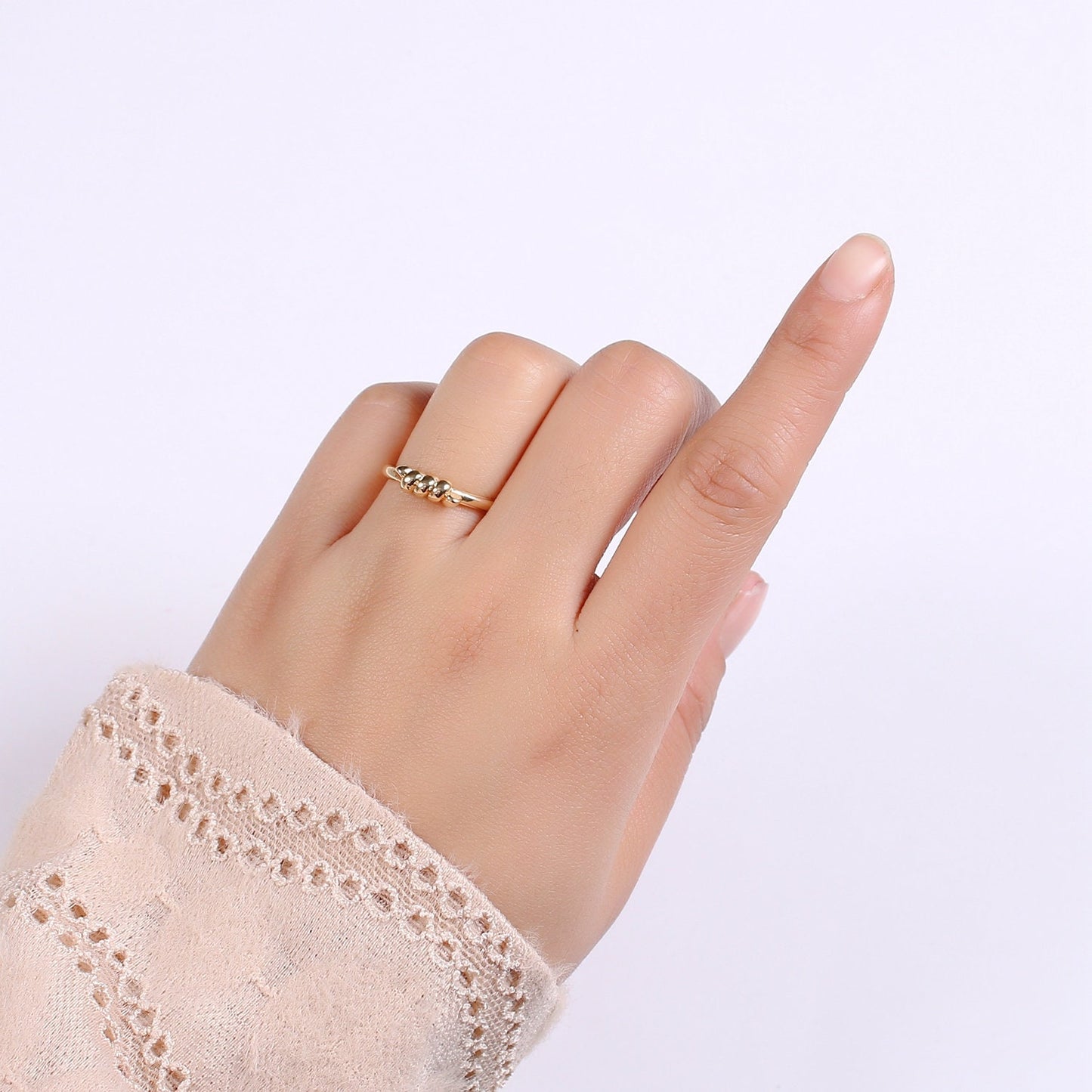 1pc Hold Tight 18k Gold Ring, Adjustable Gold Curb Ring, Simple Twist Ring, Grasp Ring- 251