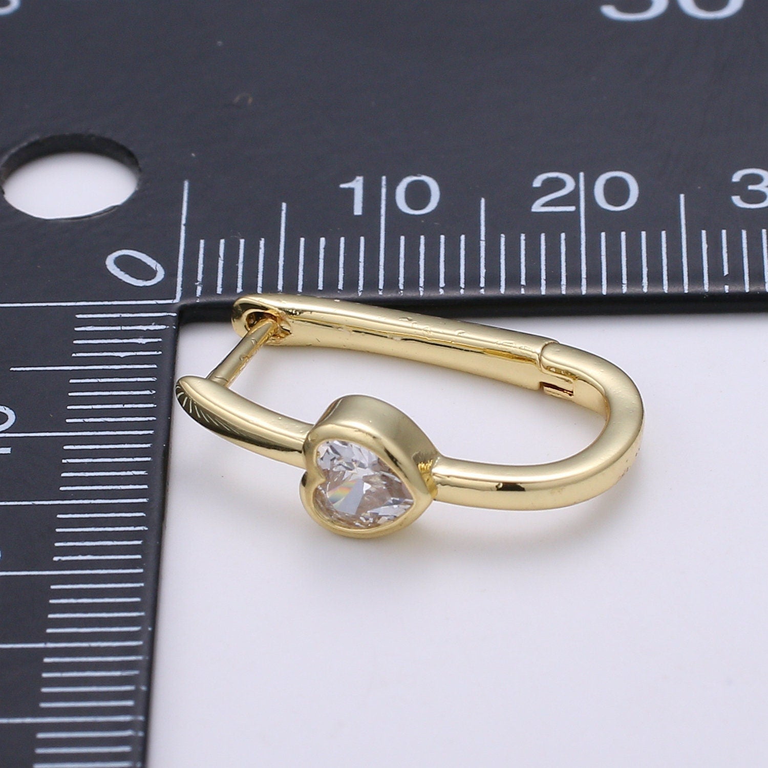 Heart Cubic Pave Gold Lever backs Earring, Solitaire Pave CZ Fish Loop Earring, Vintage Gold Micro Pave Earring for DIY Earring - 1392