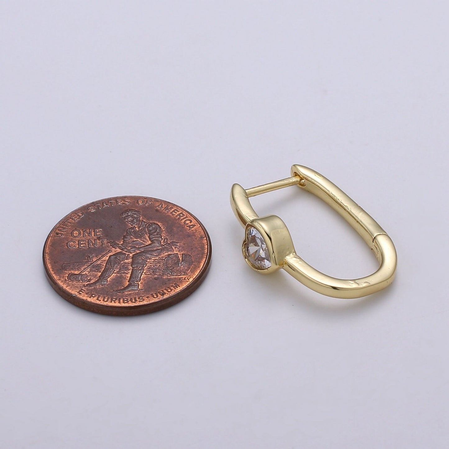Heart Cubic Pave Gold Lever backs Earring, Solitaire Pave CZ Fish Loop Earring, Vintage Gold Micro Pave Earring for DIY Earring - 1392