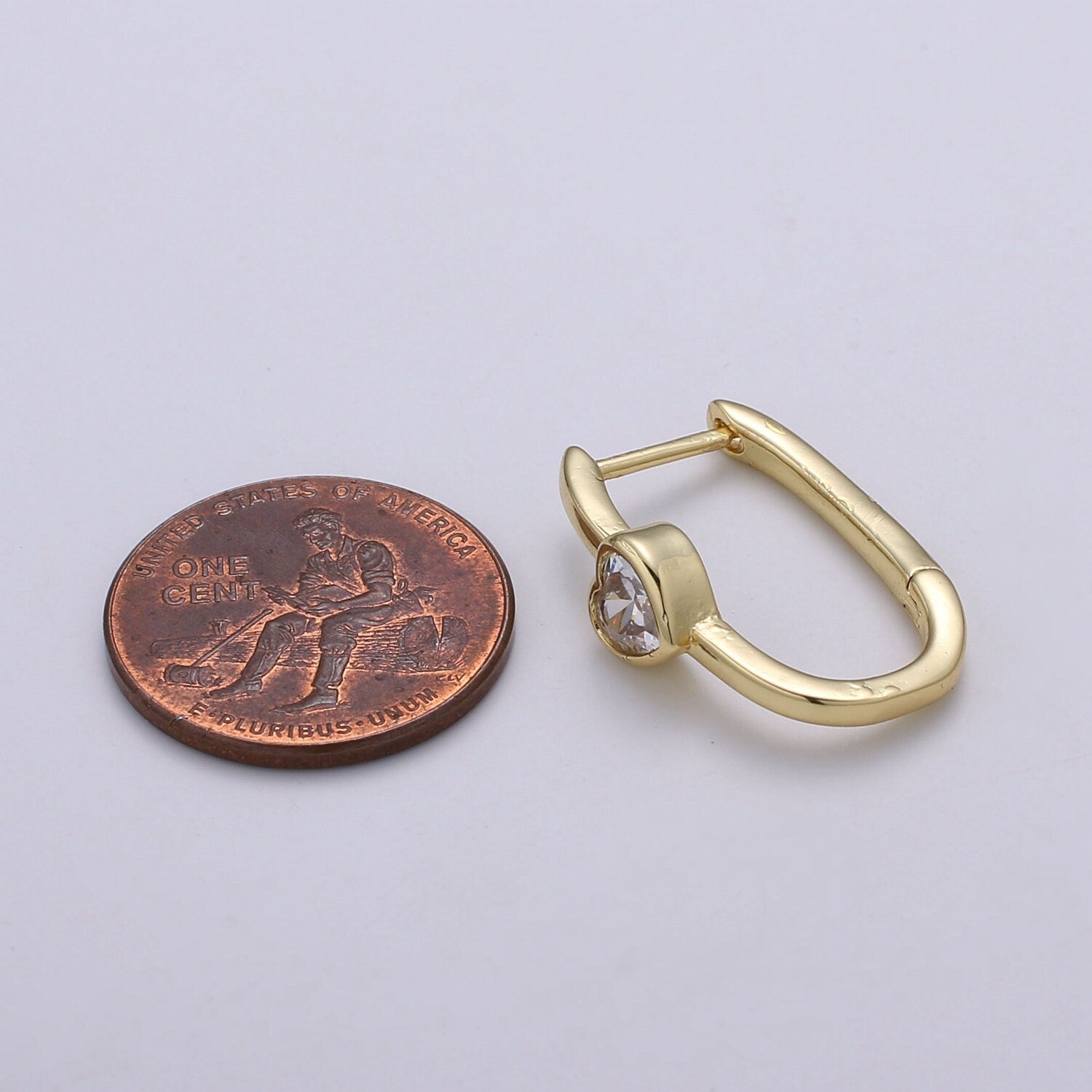 Heart Cubic Pave Gold Lever backs Earring, Solitaire Pave CZ Fish Loop Earring, Vintage Gold Micro Pave Earring for DIY Earring - 1392