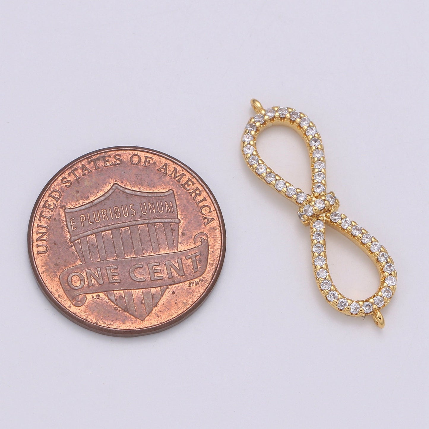 1pc 18k Gold Bow Clear Micro Pave CZ Infinity Charm Connector Micro Pave CZ Bow Bracelet Connector For Bracelet Necklace, COGF-625