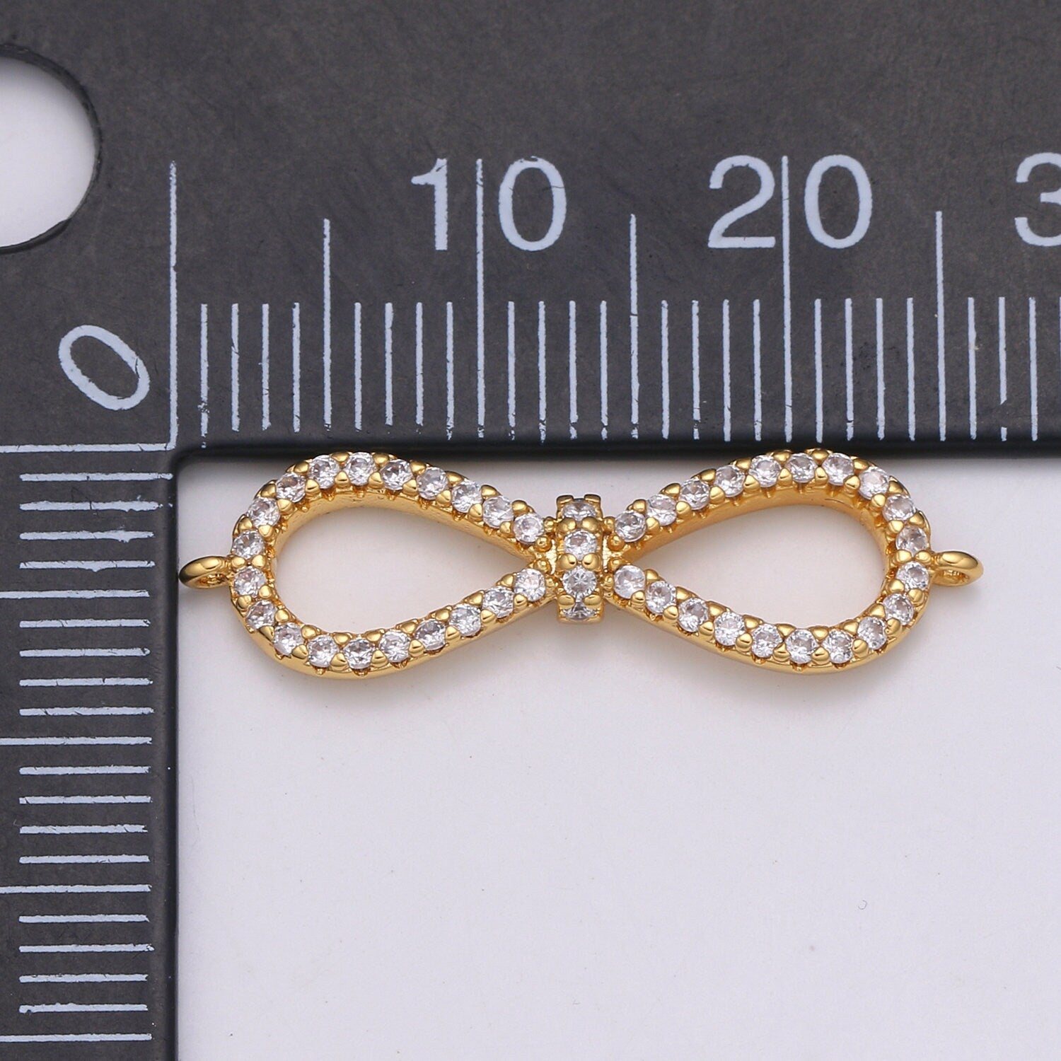 1pc 18k Gold Bow Clear Micro Pave CZ Infinity Charm Connector Micro Pave CZ Bow Bracelet Connector For Bracelet Necklace, COGF-625