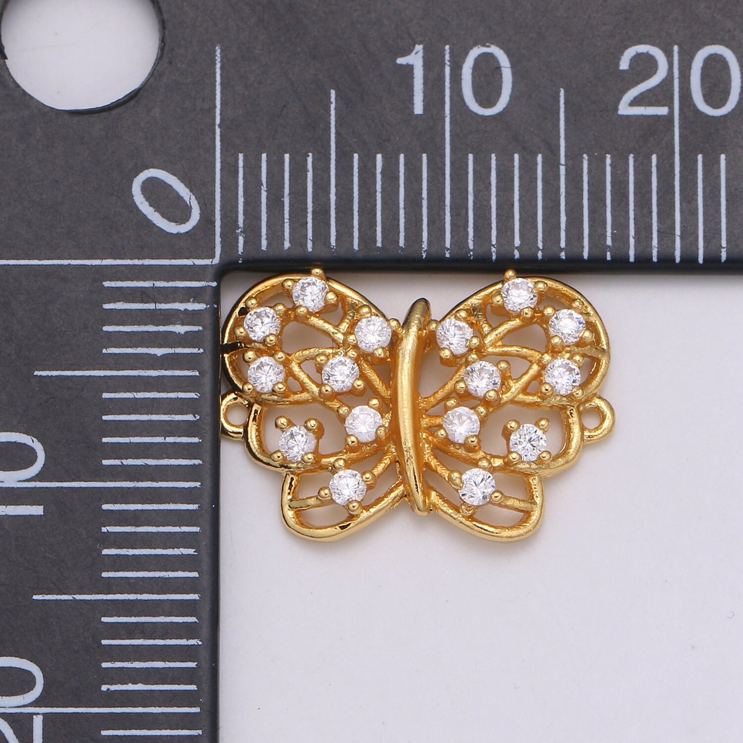 24K Gold Butterfly Connector - Dainty Link Connector- Cubic Mariposa Charm Connector- for Necklace Bracelet Component, COGF-626