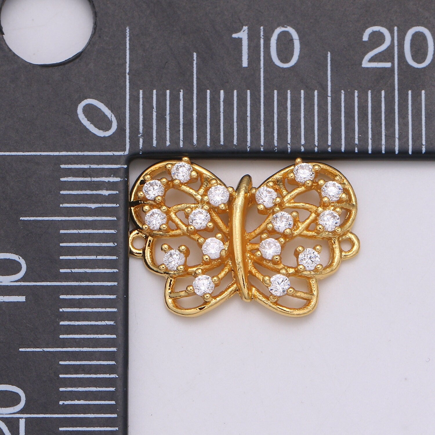24K Gold Butterfly Connector - Dainty Link Connector- Cubic Mariposa Charm Connector- for Necklace Bracelet Component, COGF-626