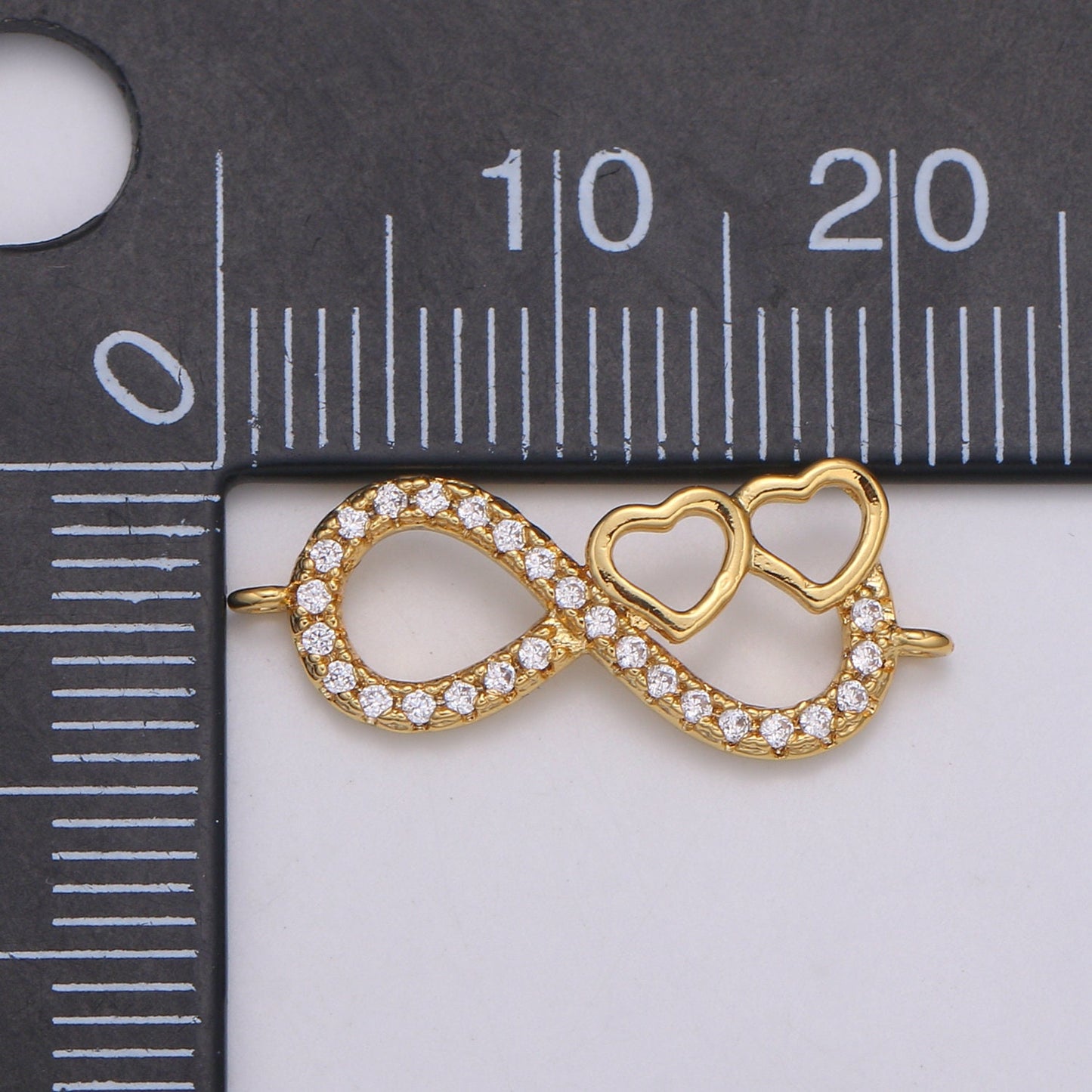 1pc 24k Infinity Love Gold Clear Micro Pave CZ Charm Connector Micro Pave CZ Bow Bracelet Connector For Bracelet Necklace, COGF-628