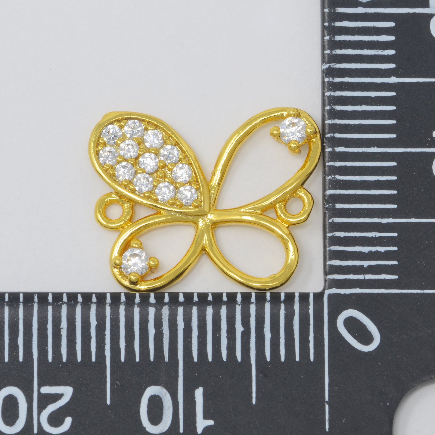 24K Gold Butterfly Connector - Dainty Link Connector- Cubic Mariposa Charm Connector- for Necklace Bracelet Component, COGF-627