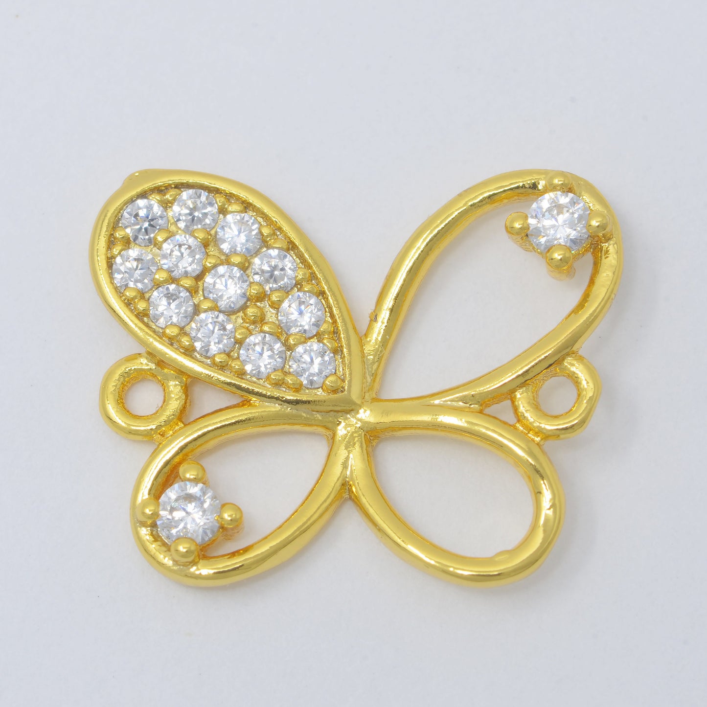 24K Gold Butterfly Connector - Dainty Link Connector- Cubic Mariposa Charm Connector- for Necklace Bracelet Component, COGF-627