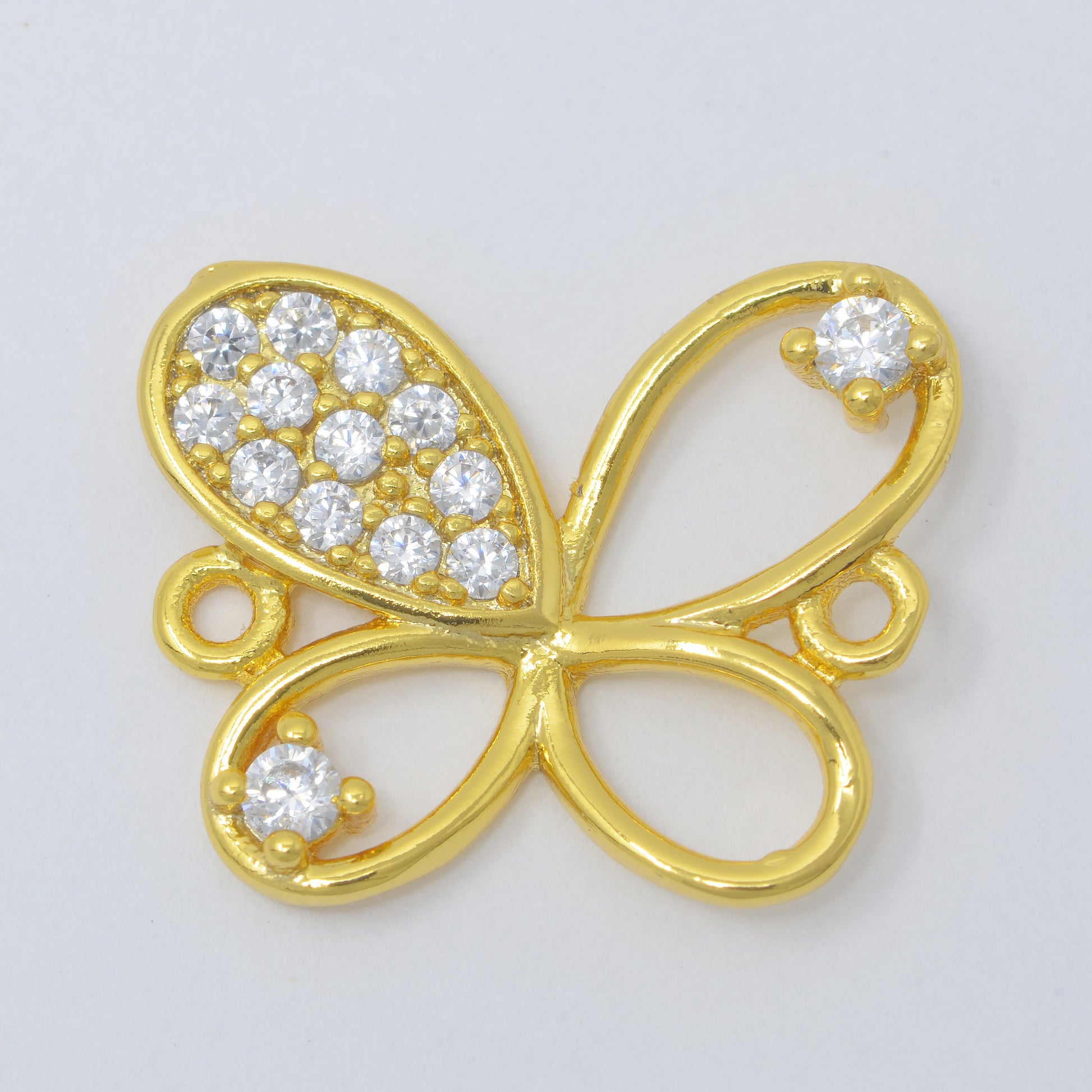 24K Gold Butterfly Connector - Dainty Link Connector- Cubic Mariposa Charm Connector- for Necklace Bracelet Component, COGF-627