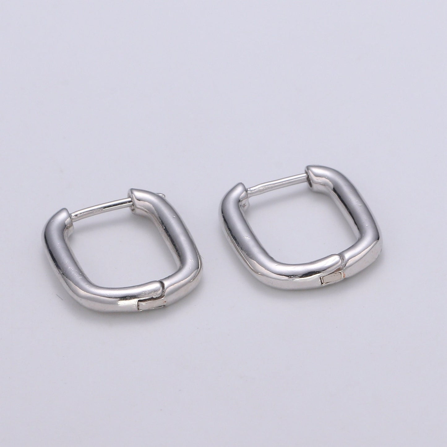 Rose Gold huggie Hoop Earrings - U-shaped hoops - Silver hinged snap closure Black Hoop earring - 1420, 1421, 1422