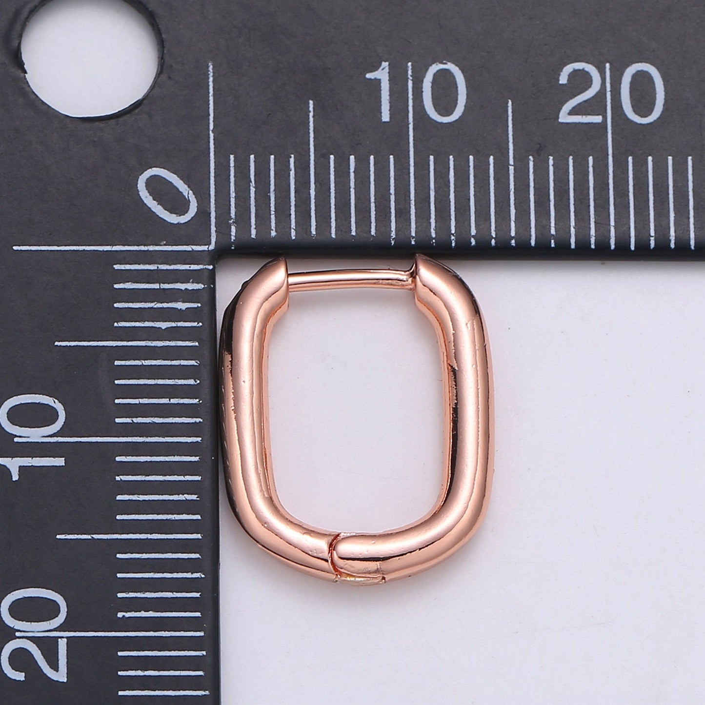 Rose Gold huggie Hoop Earrings - U-shaped hoops - Silver hinged snap closure Black Hoop earring - 1420, 1421, 1422