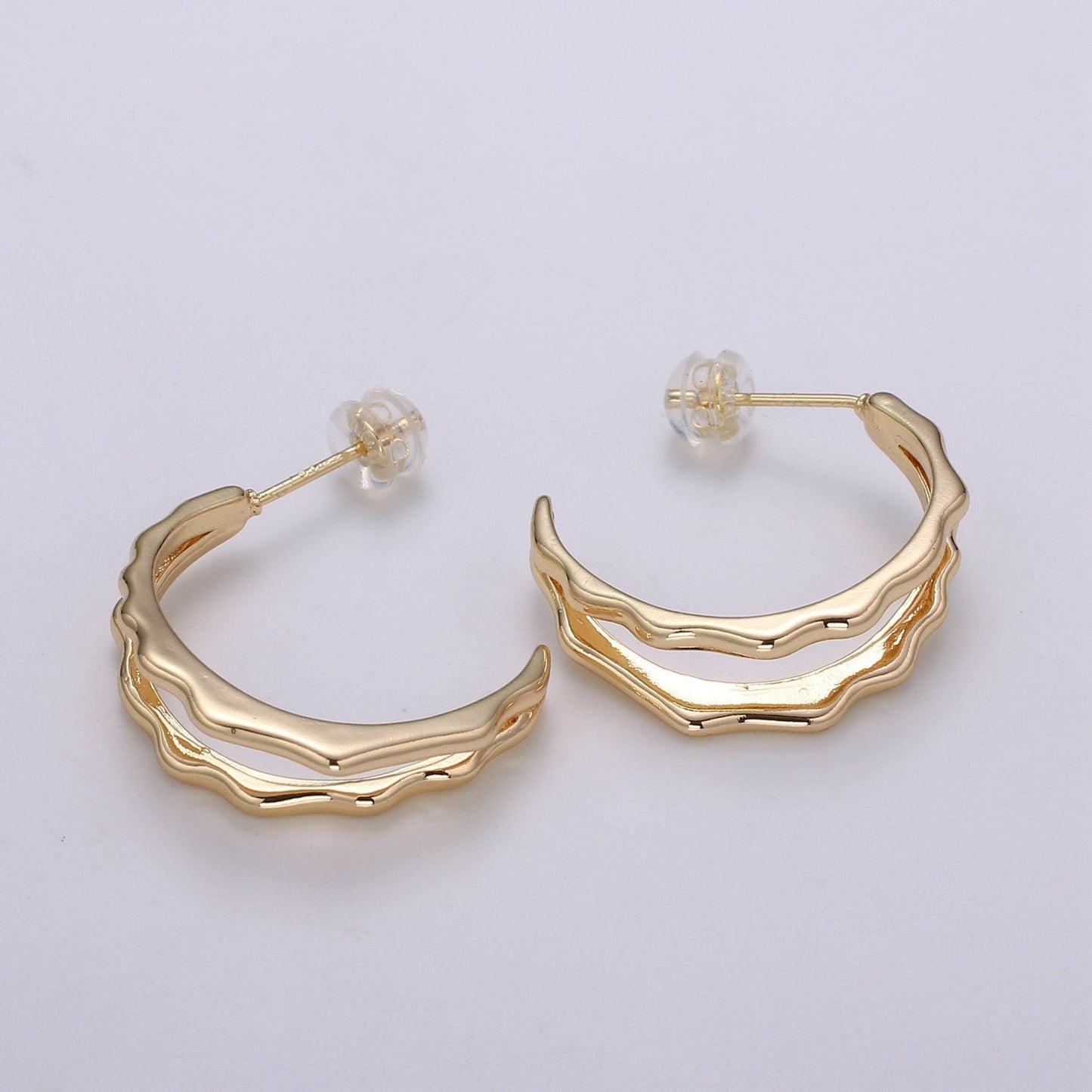Split Path Design 18K Gold Stud Earring,Rose Gold Weavy Earring,Modern design for DIY Earring Craft Supply Jewelry Making,EARR-1427