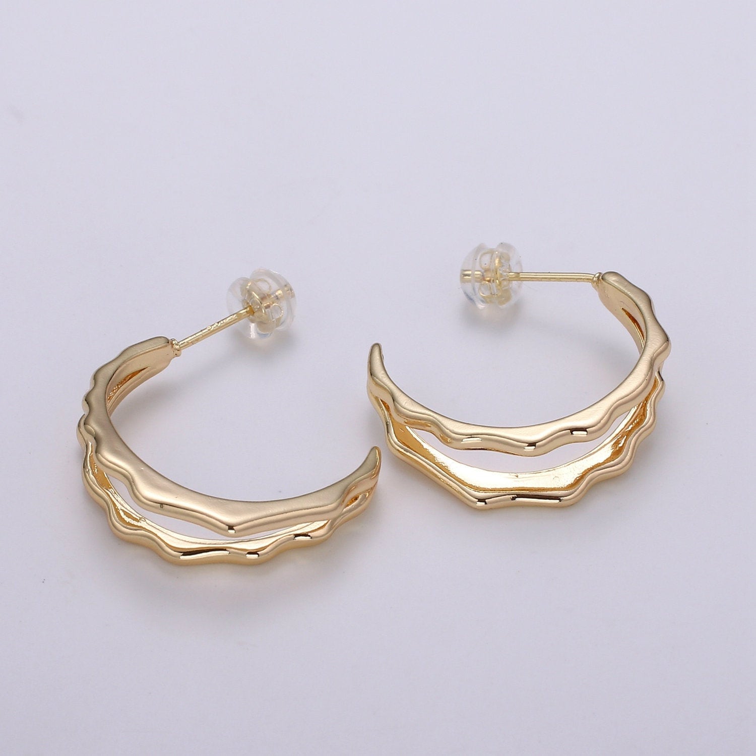 Split Path Design 18K Gold Stud Earring,Rose Gold Weavy Earring,Modern design for DIY Earring Craft Supply Jewelry Making,EARR-1427