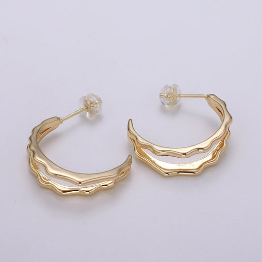 Split Path Design 18K Gold Stud Earring,Rose Gold Weavy Earring,Modern design for DIY Earring Craft Supply Jewelry Making,EARR-1427