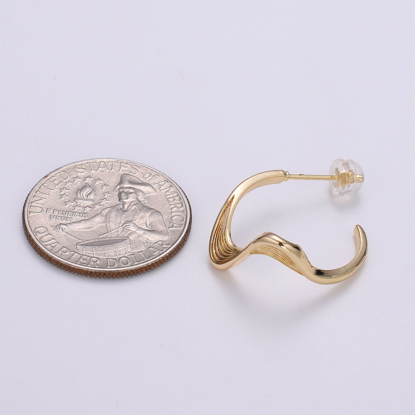 Wind and Wave Design 18K Gold Stud Earring,Rose Gold Weavy Earring,Modern design for DIY Earring Craft Supply Jewelry Making,EARR-1426