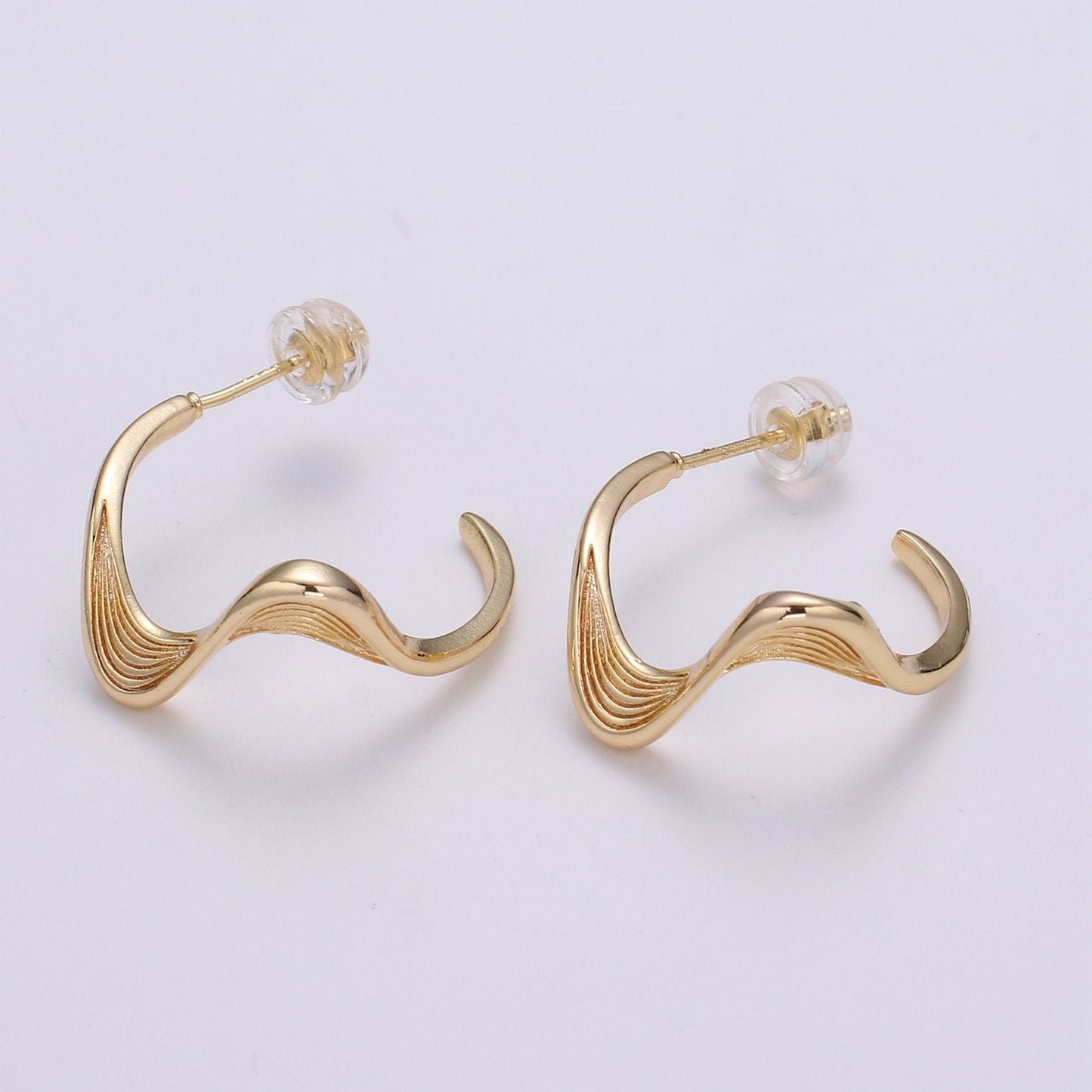 Wind and Wave Design 18K Gold Stud Earring,Rose Gold Weavy Earring,Modern design for DIY Earring Craft Supply Jewelry Making,EARR-1426