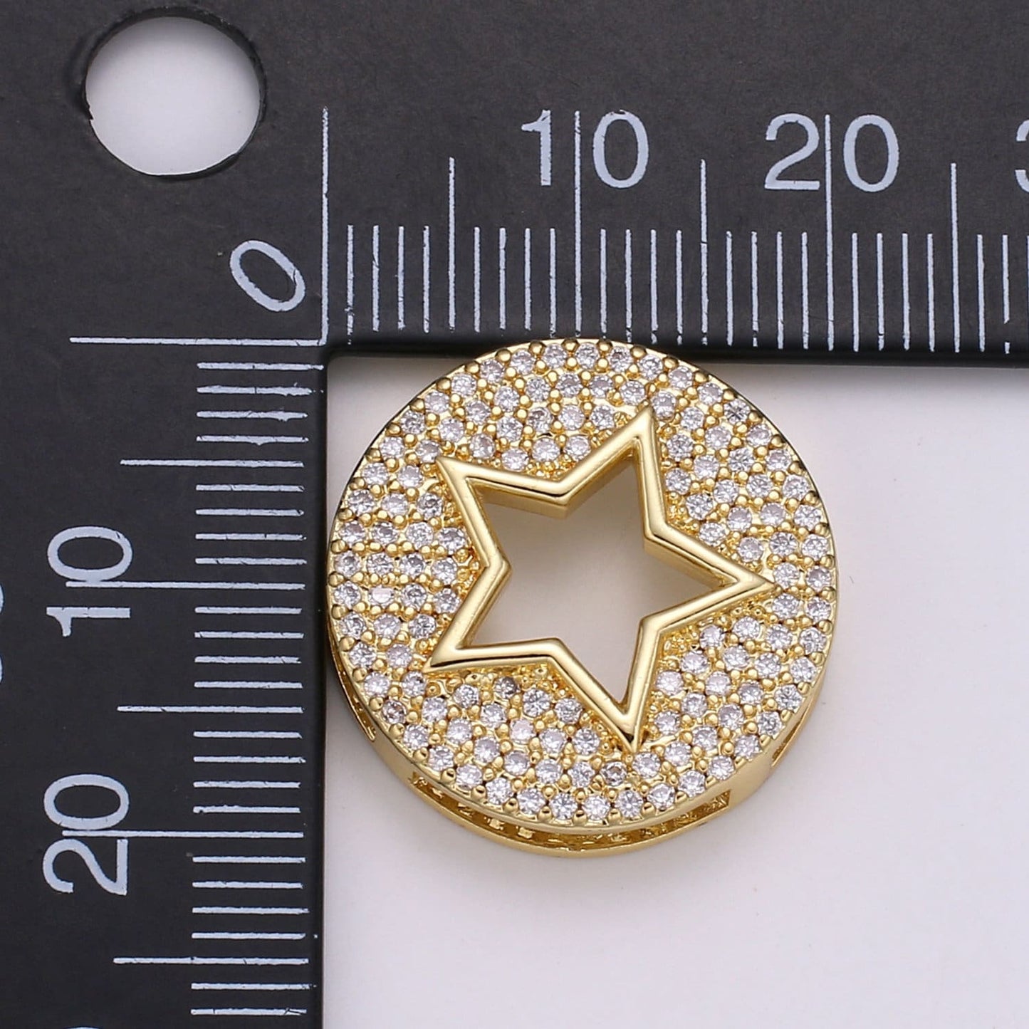 1pc 24K Gold Star Spacer Beads, for DIY Orion Beads Pave Charm Bracelet Bead Size 19.9x4.6mm Hole 3.5mm B-400