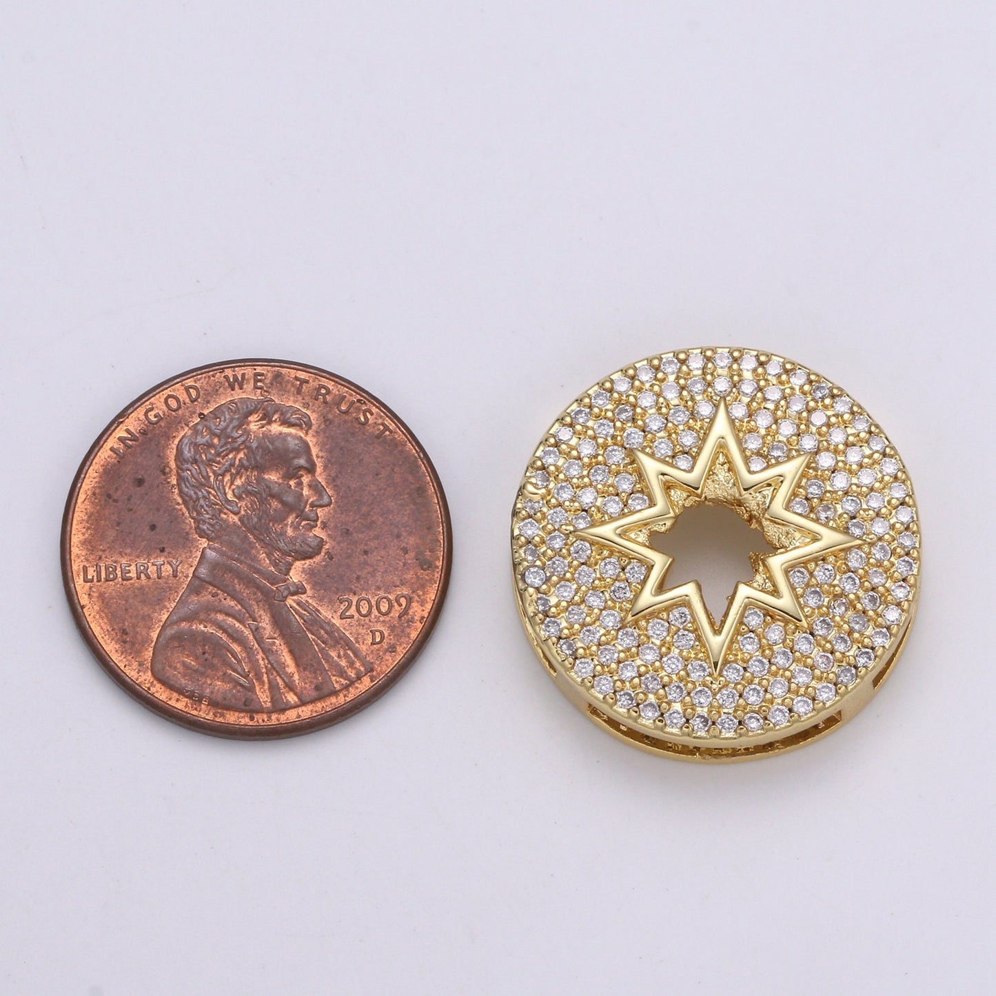 1pc 24K Gold Cardinal Spacer Beads, for DIY Star Beads Pave Charm Bracelet Compass Bead Size 19.9x4.6mm Hole 3.5mm, craft BDGF-433