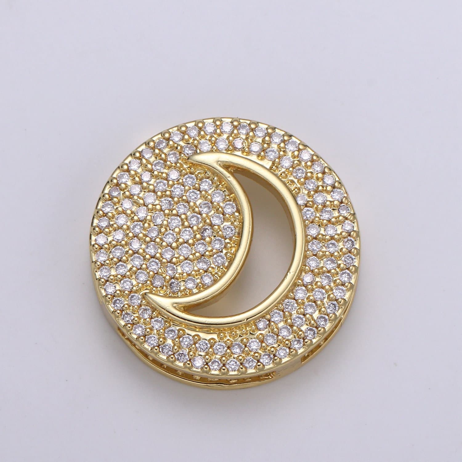 1pc 24K Gold Cresent Moon Spacer Beads, for DIY Moon,Celestial Pave Charm Bracelet Necklace Bead 19.9x4.6mm Hole 3.5mm,craft BDGF-434