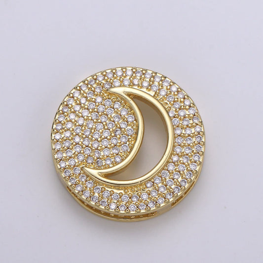 1pc 24K Gold Cresent Moon Spacer Beads, for DIY Moon,Celestial Pave Charm Bracelet Necklace Bead 19.9x4.6mm Hole 3.5mm,craft BDGF-434