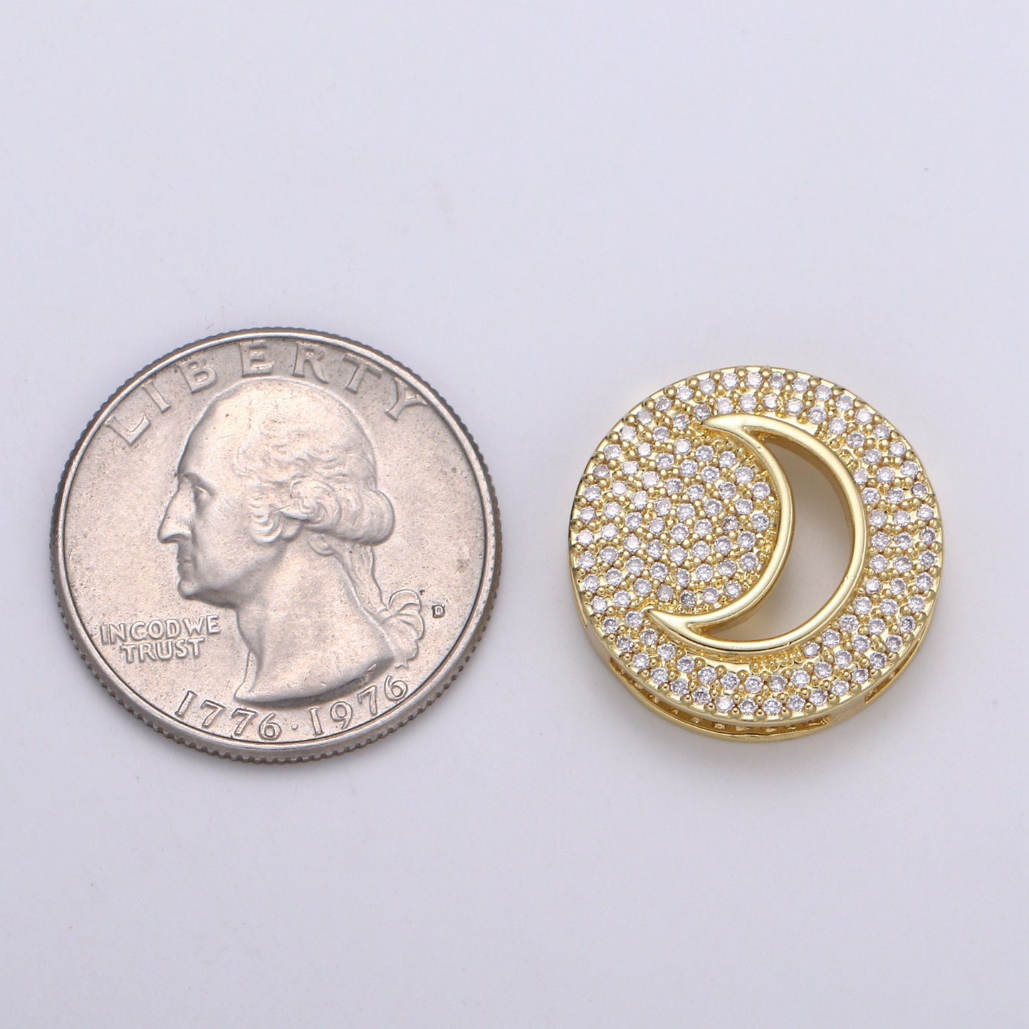 1pc 24K Gold Cresent Moon Spacer Beads, for DIY Moon,Celestial Pave Charm Bracelet Necklace Bead 19.9x4.6mm Hole 3.5mm,craft BDGF-434