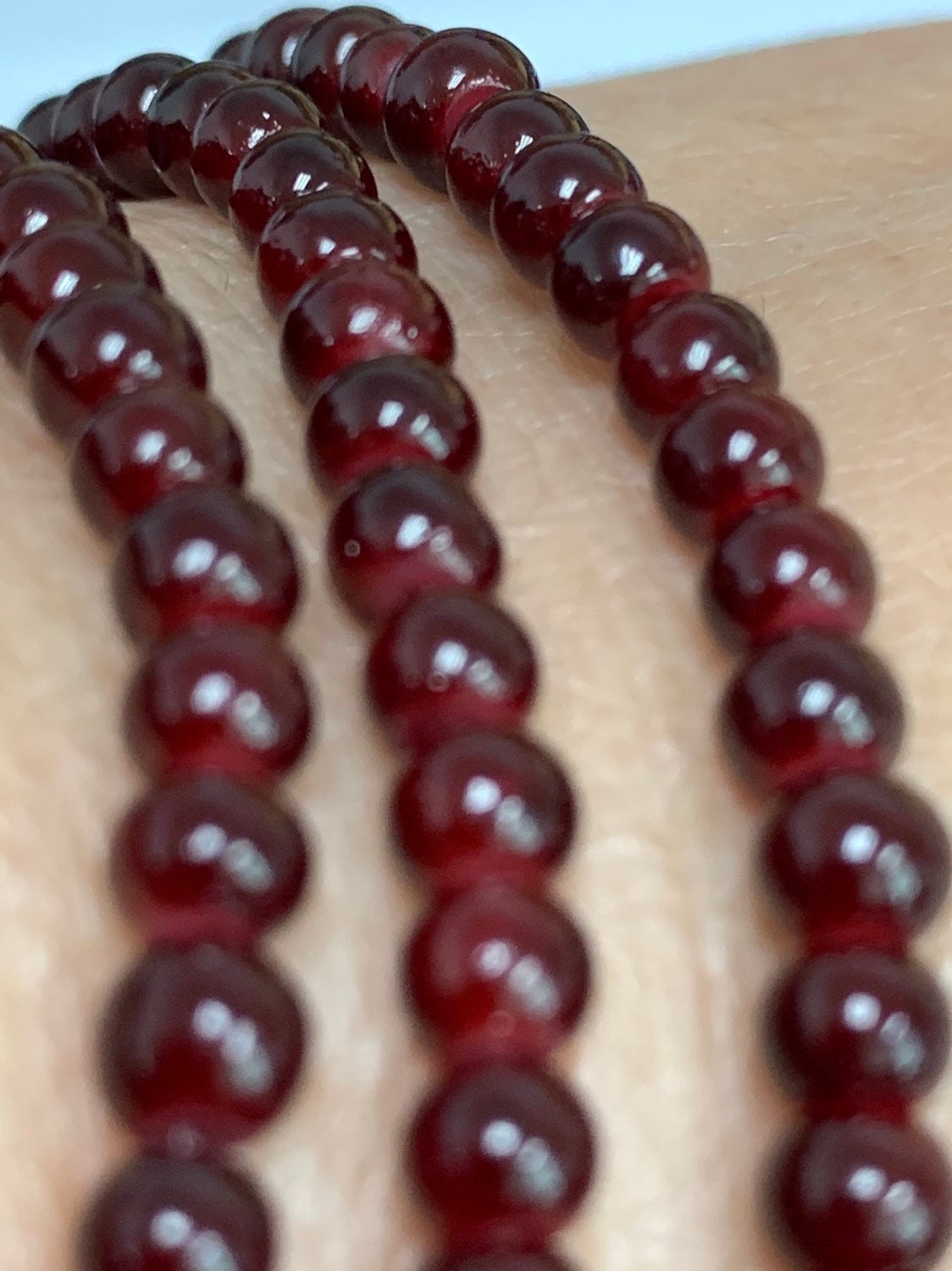 1 Strand8.5mm Maroon Round Glass Beads, Round Glass Beads, Prayer Beads,Rosary Beads, Mala Beads,Spacer Beads for DIY Craft, 178