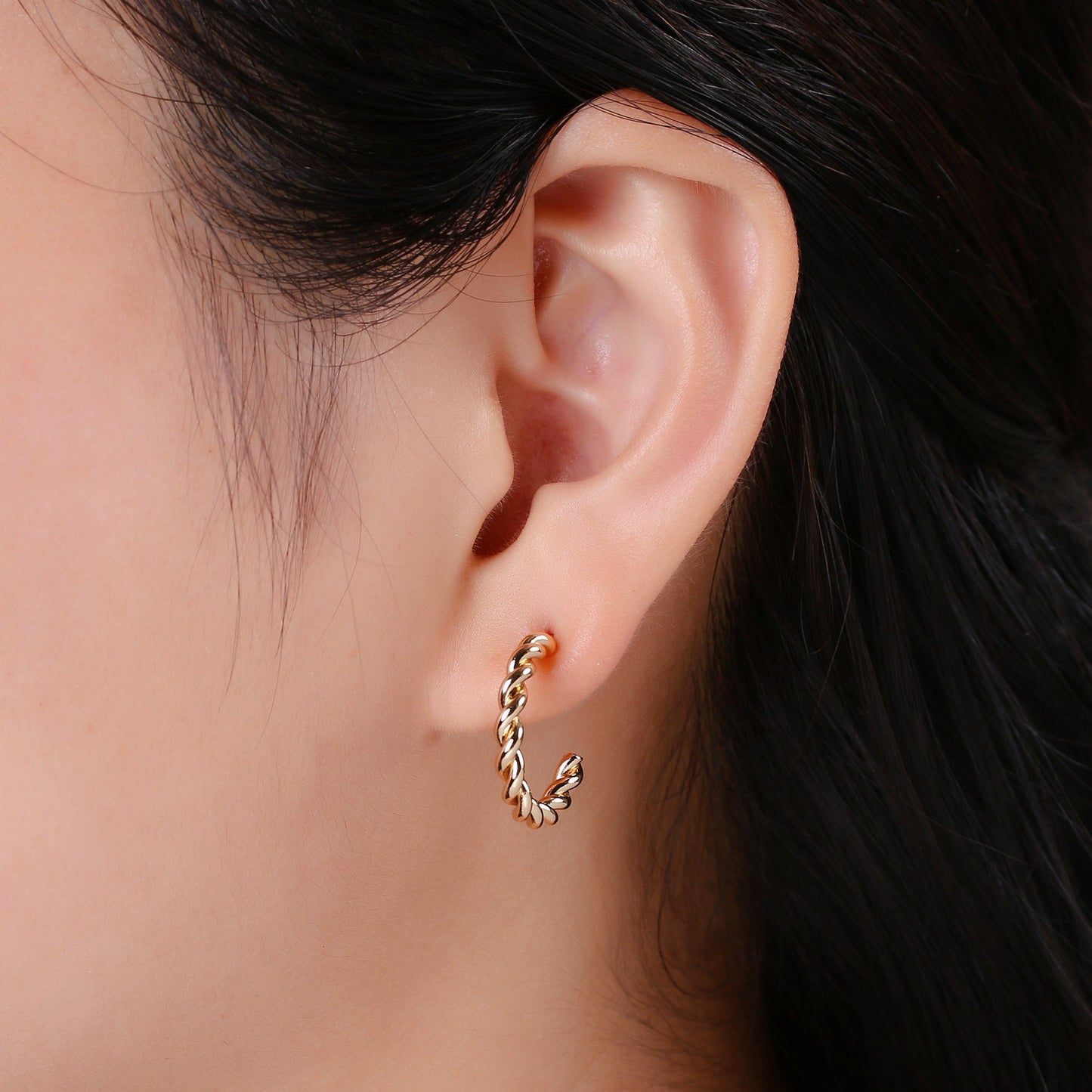 Rope Design Gold Stud Earring, Rose Gold Twisted Earring for DIY Earring Craft Supply Jewelry Making, Q-092