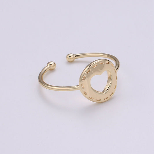 1pc Mending Heart 18k Gold Ring, Love Adjustable Gold Curb Ring, Simple Ring,Circle Ring- 264