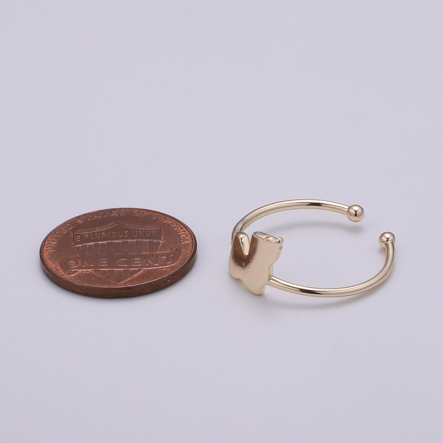 1pc Dog 18k Gold Ring, N-Adjustable Gold Curb Ring, Simple Animal Ring - 244