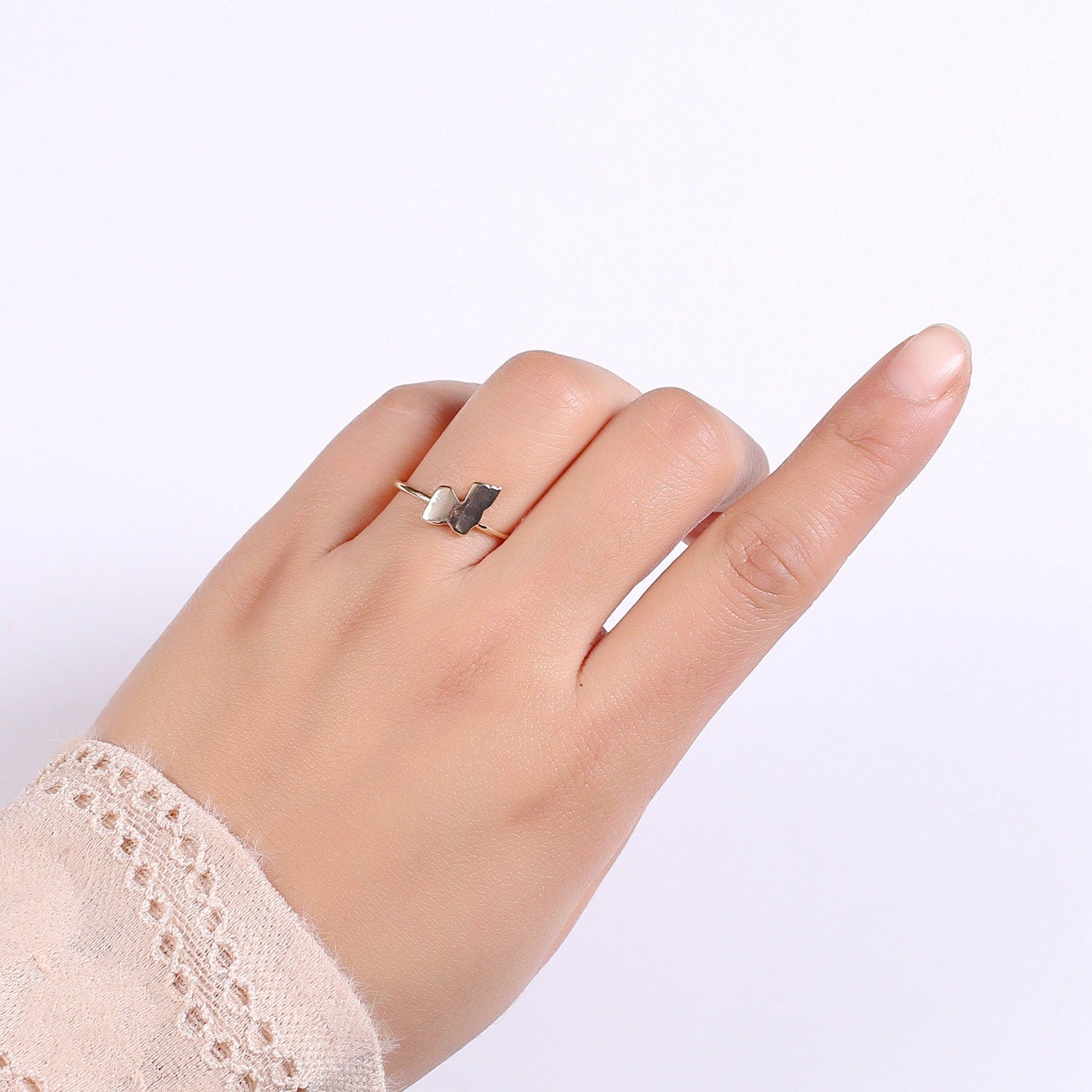 1pc Dog 18k Gold Ring, N-Adjustable Gold Curb Ring, Simple Animal Ring - 244